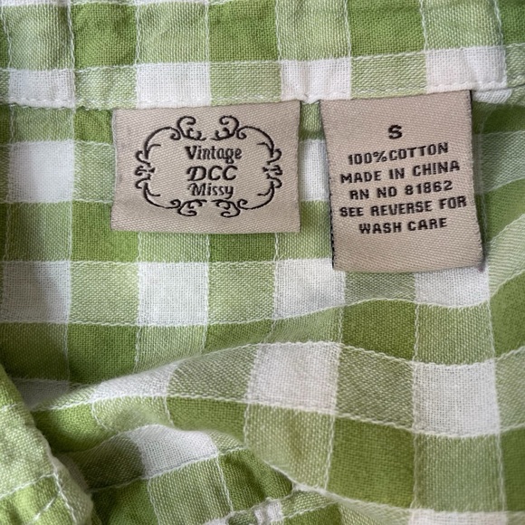 Vintage DCC Missy gingham checked short sleeve blouse 100%‎ cotton size small - Picture 6 of 8
